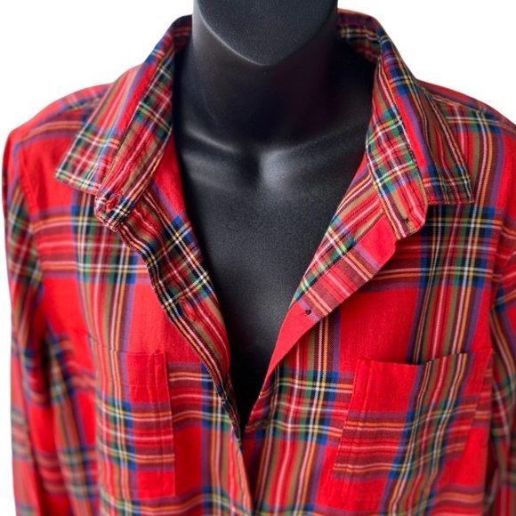 🌸4/$50🌸 Old Navy Red Tartan Flannel Button Down Shirt - Picture 4 of 14